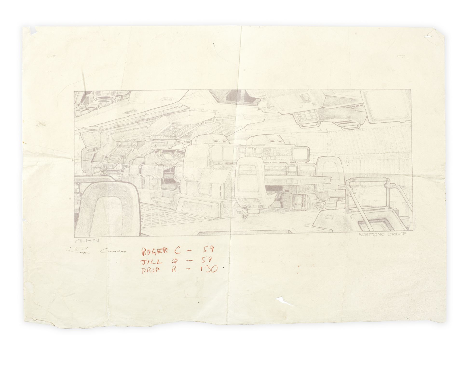 Alien: A production blueprint of the 'Nostromo' bridge, 1979,