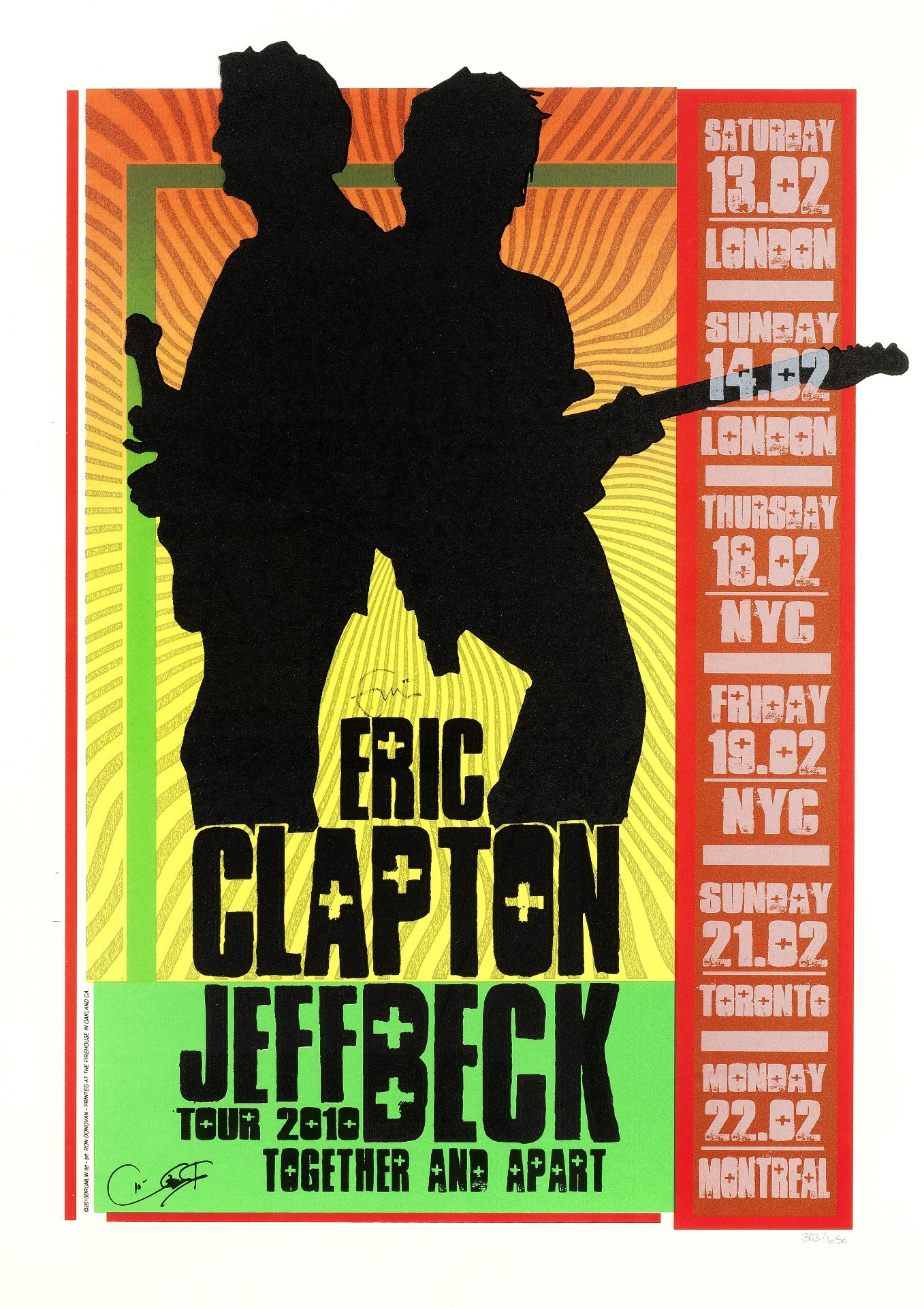 Eric Clapton and Jeff Beck: A Limited Edition Silkscreen Print by Ron Donovan, 2010,