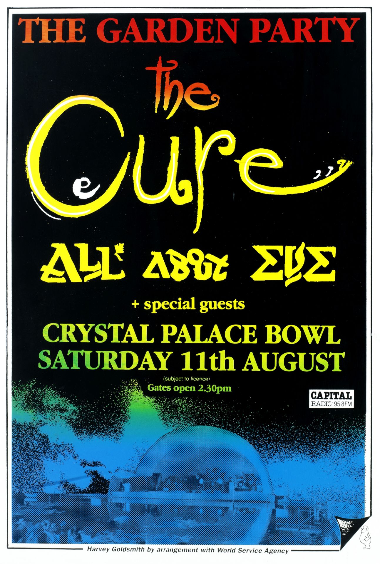 The Cure: a UK poster for The Cure, All About Eve, and Special Guests, 11th August 1990,