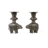 A PAIR OF BRONZE 'ELEPHANT' VASES 18th century (2)