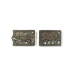 A PAIR OF ORDOS BRONZE 'WATER BUFFALO' BELT PLAQUES 4th/3rd century BC (2)