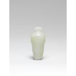 A SMALL PALE GREEN JADE VASE, MEIPING 18th century