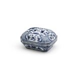 A FINE BLUE AND WHITE RECTANGULAR BOX AND DOMED COVER Wanli six-character mark and of the period (4)