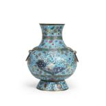 A CLOISONN&#201; ENAMEL VASE, HU Late Ming Dynasty