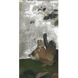 A REVERSE-GLASS MIRROR PAINTING OF A COCKEREL AND HEN 18th century