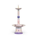 A PAINTED ENAMEL PINK-GROUND 'BAJIXIANG' PRICKET CANDLESTICK Mid Qing Dynasty
