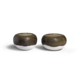 A PAIR OF CHOCOLATE-BROWN-GLAZED GLOBULAR 'ALMS' BOWLS Tang Dynasty (2)