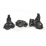 THREE BRONZE SCROLL WEIGHTS 16th/17th century (4)