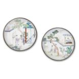 A PAIR OF PAINTED ENAMEL 'ROMANCE OF THE WESTERN CHAMBER' DISHES 18th century (2)