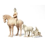 A RED POTTERY MODEL OF A HORSE AND RIDER Tang Dynasty (3)