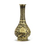 A FINE PARCEL-GILT SILVER-WIRE-INLAID BRONZE PEAR-SHAPED VASE 17th century