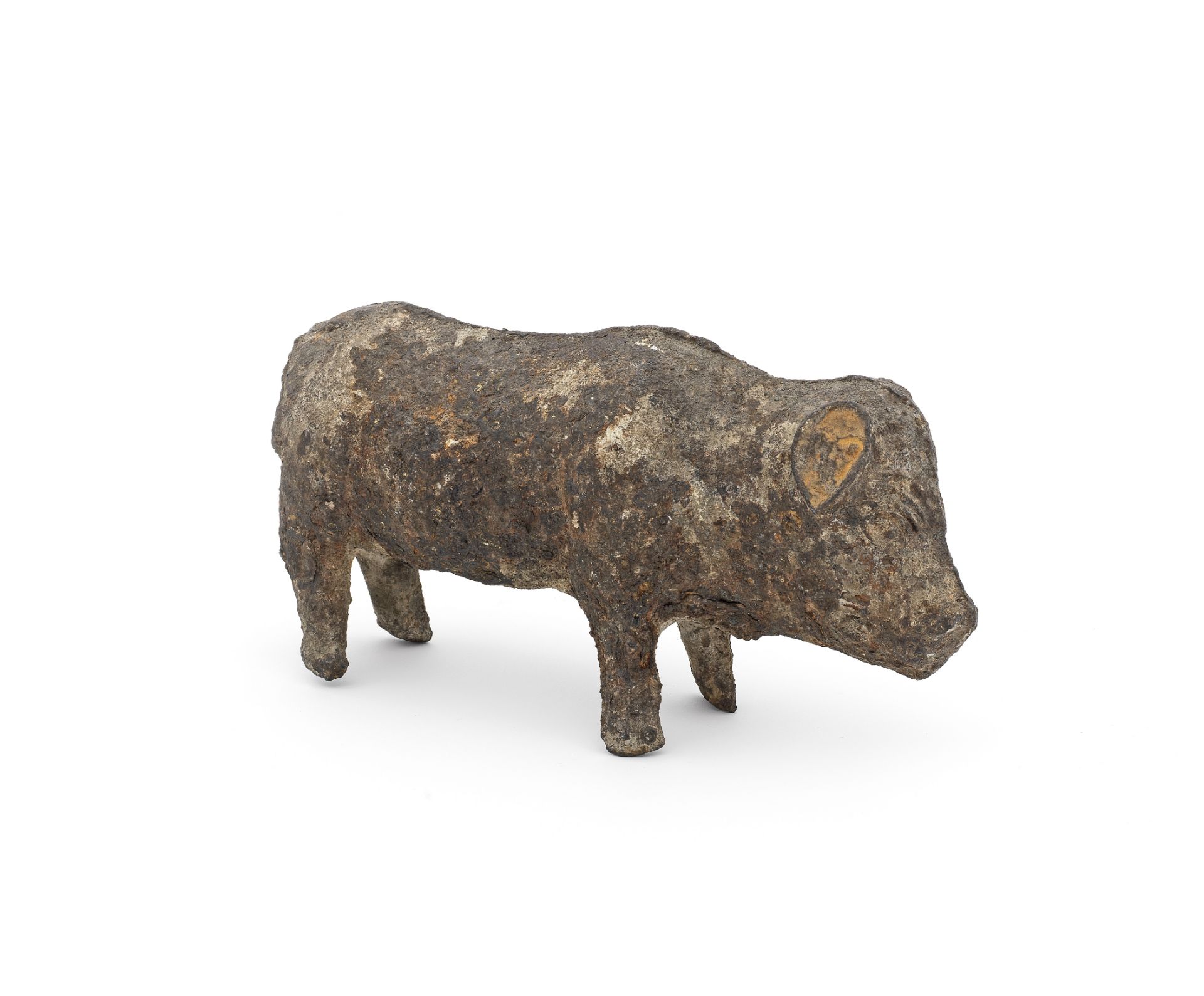 A RARE AND LARGE IRON MODEL OF A PIG Tang Dynasty