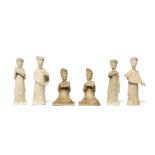 SIX POTTERY FIGURES OF LADIES Sui/early Tang Dynasty (6)