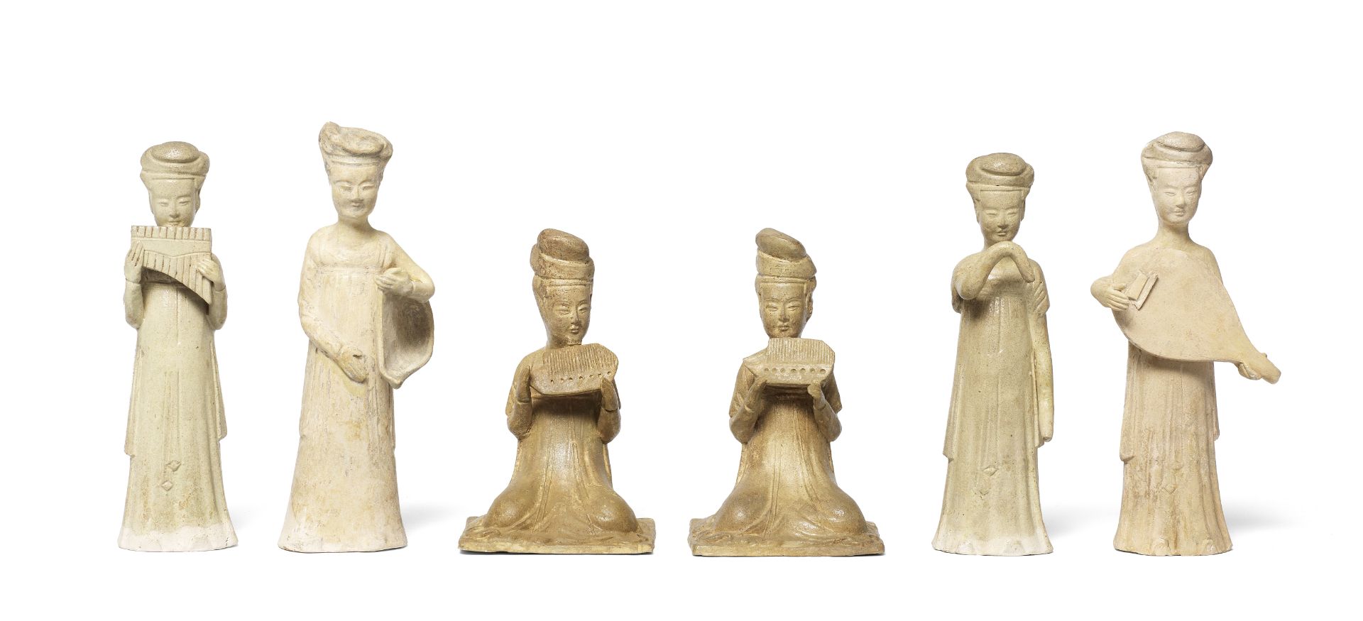 SIX POTTERY FIGURES OF LADIES Sui/early Tang Dynasty (6)