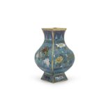 A CLOISONN&#201; ENAMEL SQUARE VASE, FANGHU Incised Jingtai six-character mark, 16th/17th century