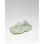 A FINE PALE GREEN JADE 'CHILONG' WASHER 18th century (2)