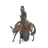 A PAINTED BRONZE 'ZHANG GUOLAO ON MULE' INCENSE BURNER AND COVER 17th century (2)