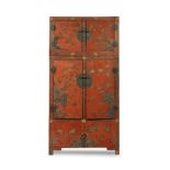 A RARE AND LARGE PAINTED AND GILT-DECORATED RED LACQUER COMPOUND CABINET, DINGXIANGLIGUI Late Min...