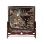A PAINTED LACQUER DOUBLE-SIDED TABLE SCREEN 18th century (2)