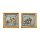 A PAIR OF REVERSE-GLASS PAINTINGS OF IMMORTALS 19th century (2)