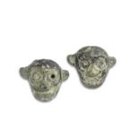 A RARE PAIR OF BRONZE HUMAN MASKS Chu Kingdom (3)