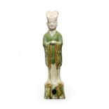 A LARGE SANCAI-GLAZED FIGURE OF A CIVIL OFFICIAL Tang Dynasty