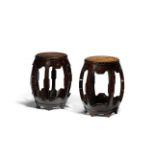 A PAIR OF HONGMU BARREL-SHAPED STOOLS Qing Dynasty (2)