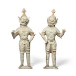 A PAIR OF LARGE PAINTED POTTERY FIGURES OF LOKAPALAS Tang Dynasty (4)