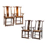 TWO PAIRS OF JUMU YOKEBACK ARMCHAIRS, GUANMAOYI Qing Dynasty (4)