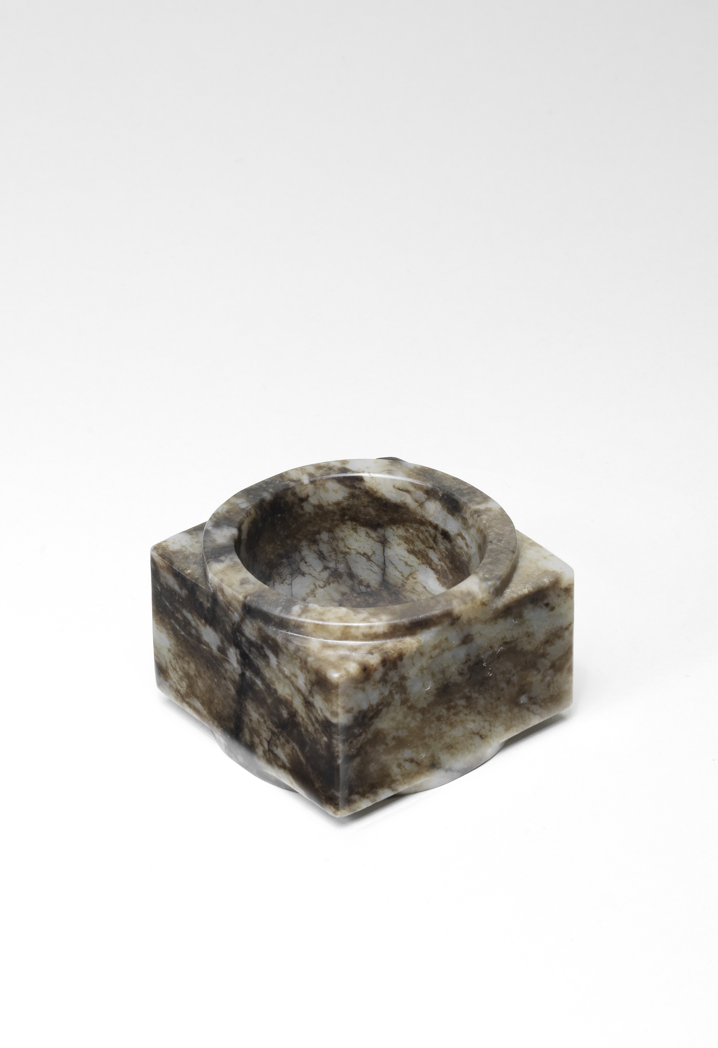 A RARE GREY AND RUSSET JADE CONG Neolithic Period/Shang Dynasty