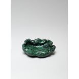 A RARE MALACHITE 'LOTUS-LEAF' BRUSH WASHER Mid Qing Dynasty