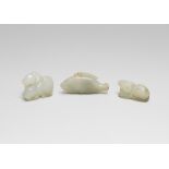 THREE SMALL WHITE JADE CARVINGS Song/Ming Dynasty (3)