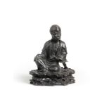 A BRONZE FIGURE OF AN EMACIATED LUOHAN Wen nan two-character mark, 17th century (2)