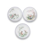 A SET OF THREE FAMILLE ROSE PLATES Qianlong seal marks, Republic Period (3)