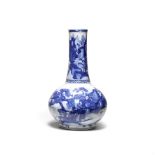 AN UNUSUAL LARGE BLUE AND WHITE 'RIVER LANDSCAPE' BOTTLE VASE Qing Dynasty