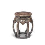 A GILT-DECORATED BLACK LACQUER BARREL-SHAPED STOOL 18th century