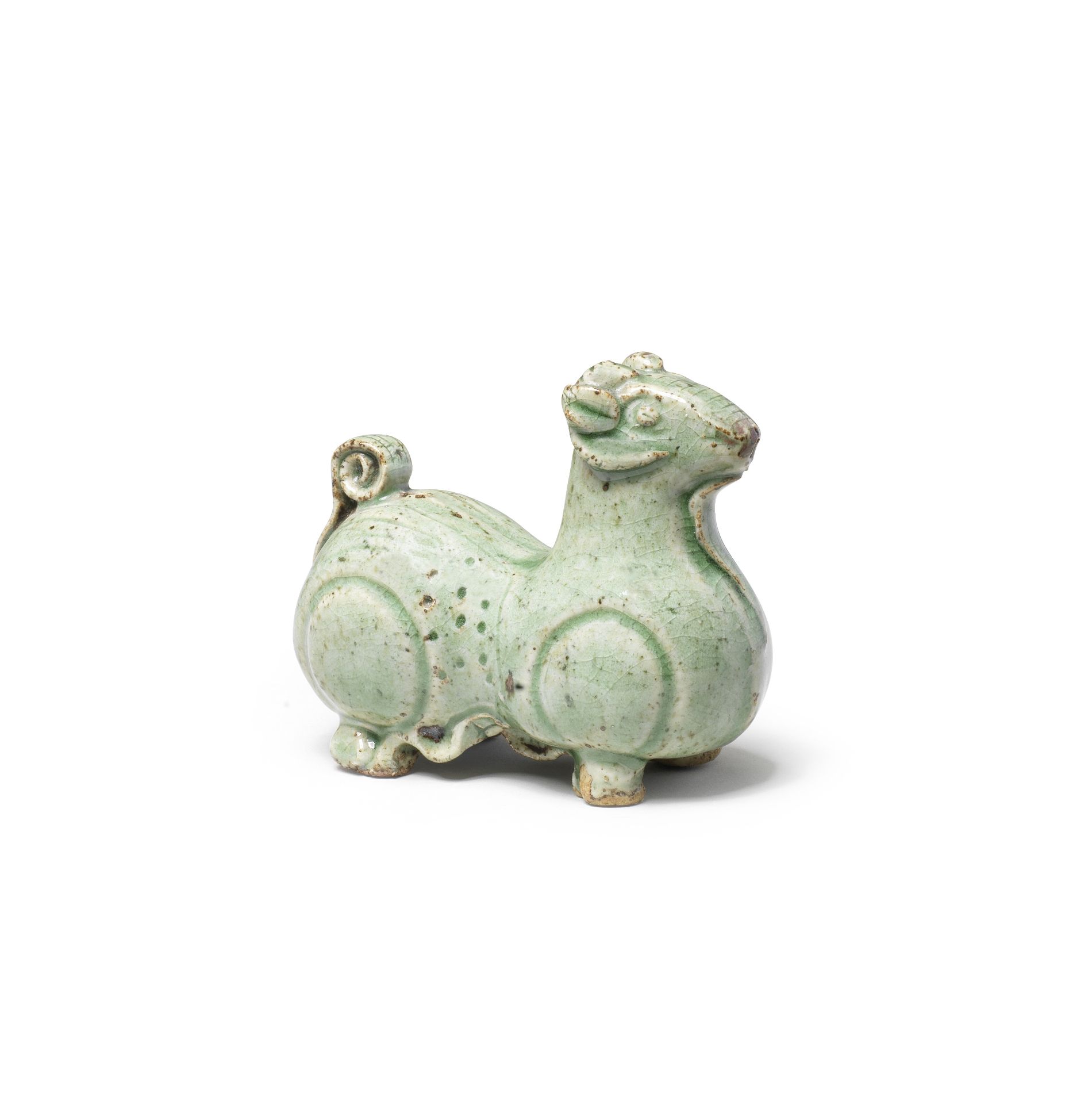 A LONGQUAN CELADON-GLAZED 'RAM' WATER DROPPER Ming Dynasty