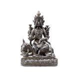 A BRONZE FIGURE OF SAMANTABHADRA ON AN ELEPHANT Late Ming Dynasty