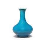 A RARE TURQUOISE-GLAZED PEAR-SHAPED VASE Qianlong seal mark and of the period