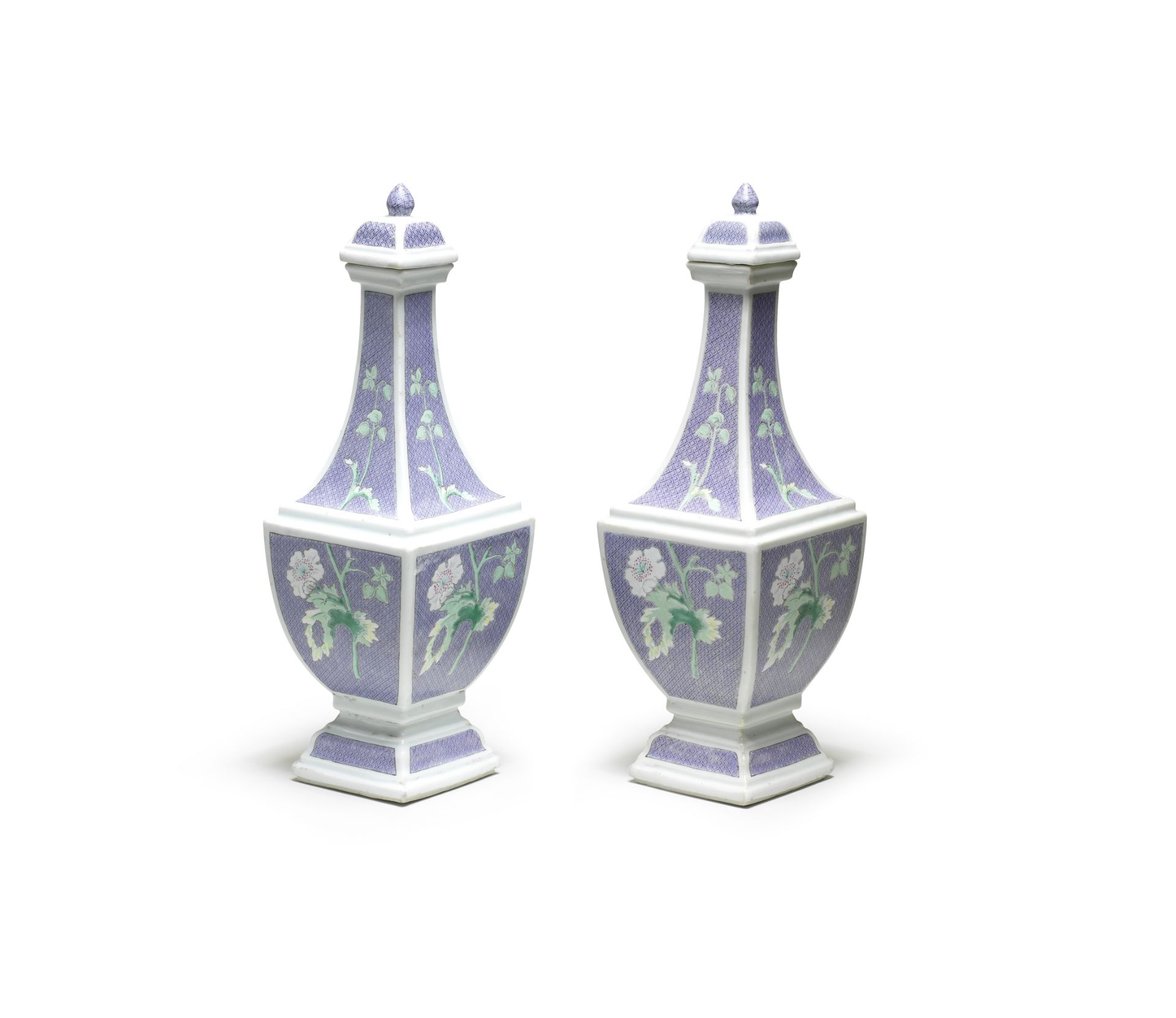 A VERY RARE PAIR OF 'PRONK' VASES AND COVERS Circa 1740 (4)