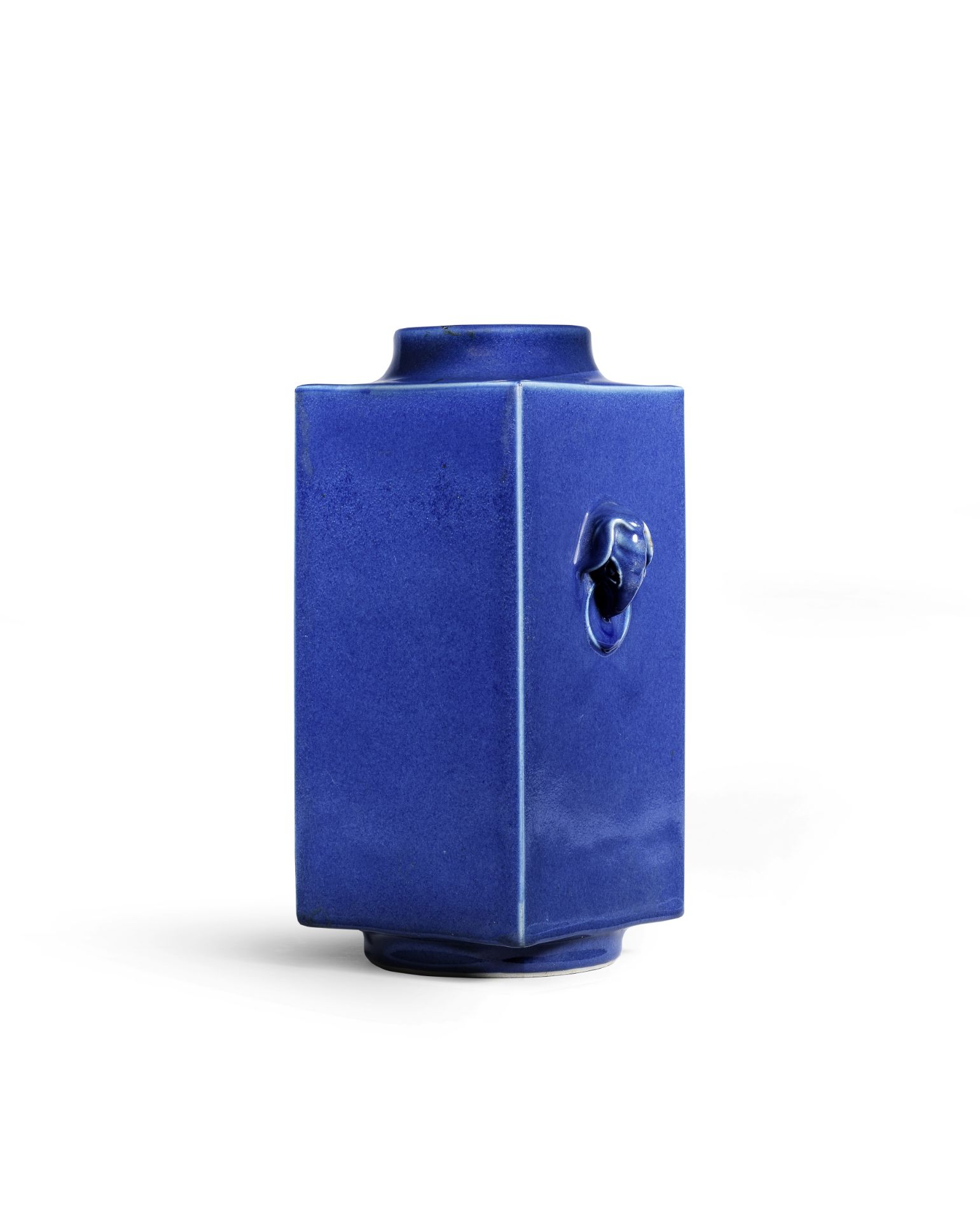 A BLUE-GLAZED SQUARE VASE, CONG Guangxu six-character mark and of the period