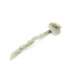 A PALE GREEN JADE 'LINGZHI' RUYI SCEPTRE 18th/19th century