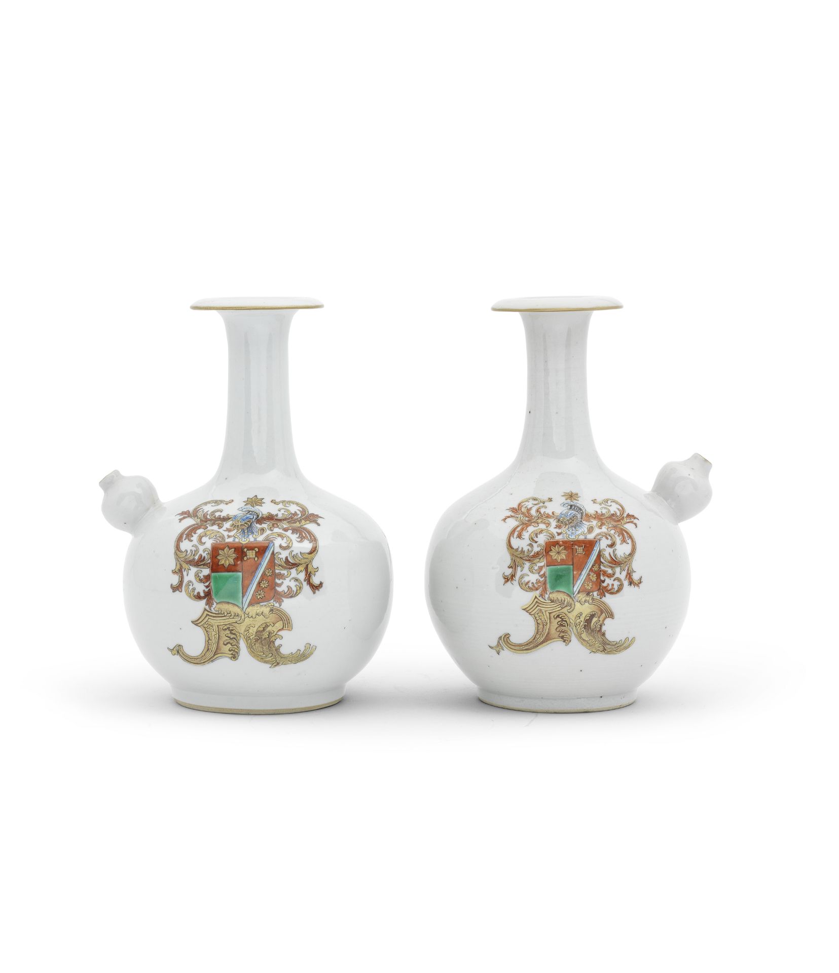 A RARE PAIR OF ARMORIAL KENDI FOR THE DUTCH MARKET 18th century (2)