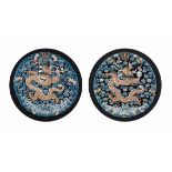 A PAIR OF EMBROIDERED SILK 'DRAGON' ROUNDELS FOR A NOBLEWOMAN 19th century (2)