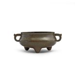 A BRONZE TRIPOD INCENSE BURNER, LIDING Xuande seal mark, 17th/18th century