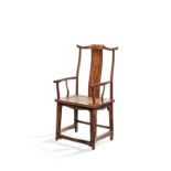 A VERY FINE AND RARE HUANGHUALI YOKEBACK ARMCHAIR, GUANMAOYI 17th century