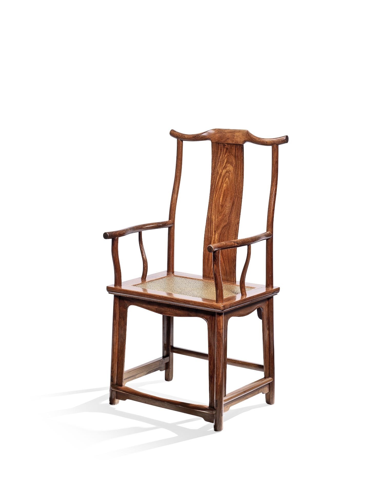 A VERY FINE AND RARE HUANGHUALI YOKEBACK ARMCHAIR, GUANMAOYI 17th century