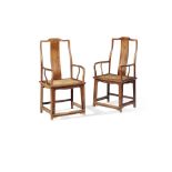 A FINE PAIR OF HUANGHUALI YOKEBACK ARMCHAIRS, NANGUANMAOYI 17th century (2)