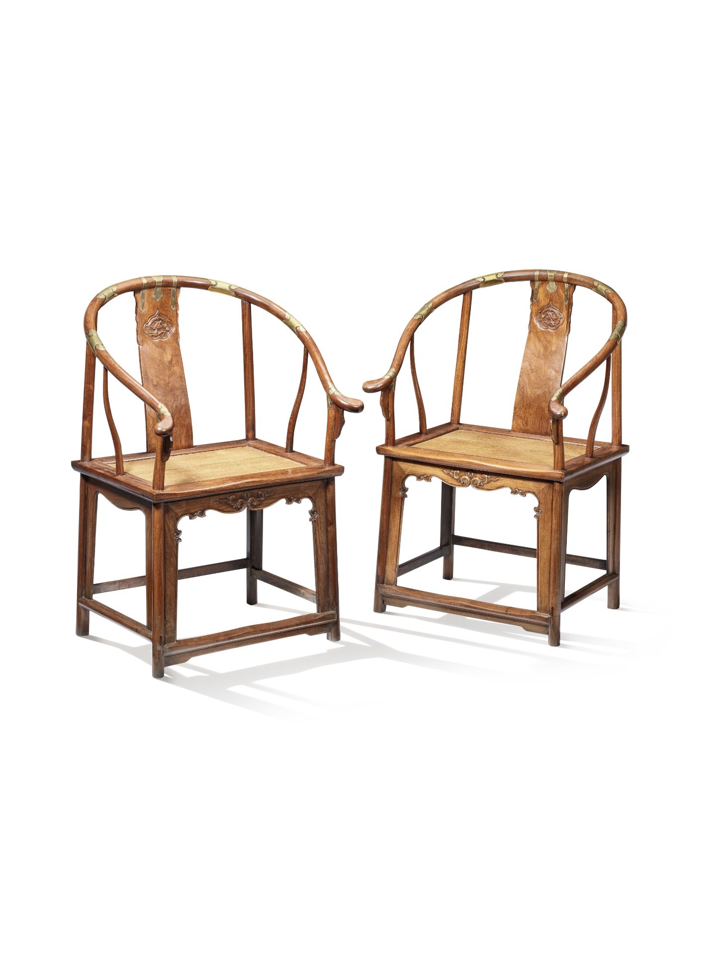 A VERY FINE PAIR OF HUANGHUALI HORSESHOE-BACK ARMCHAIRS, QUANYI 17th century (2)