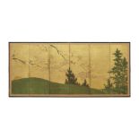 ANONYMOUS Cedars and Maple at Sunset, Edo Period (1615-1868), 18th/19th century